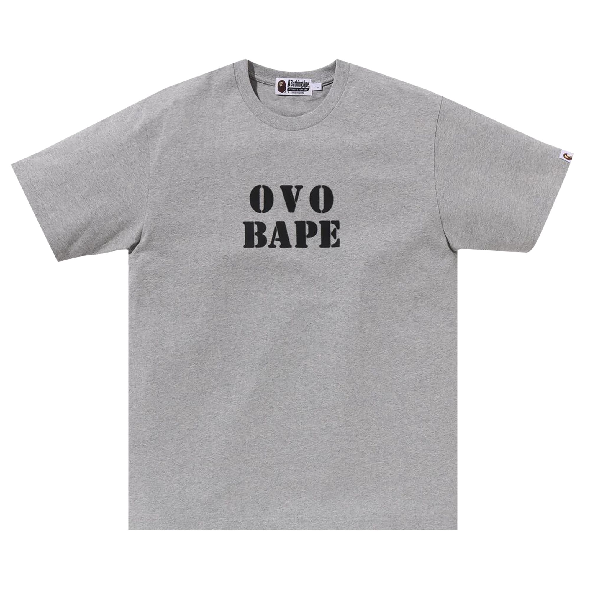 Pre-owned Bape X Ovo Stencil Logo Tee 'grey' | Men's Size Xl