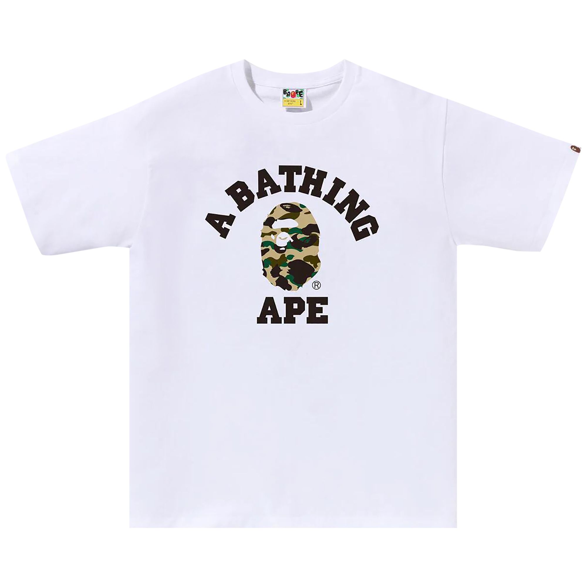 Pre-owned Bape 1st Camo College Tee 'white/yellow'