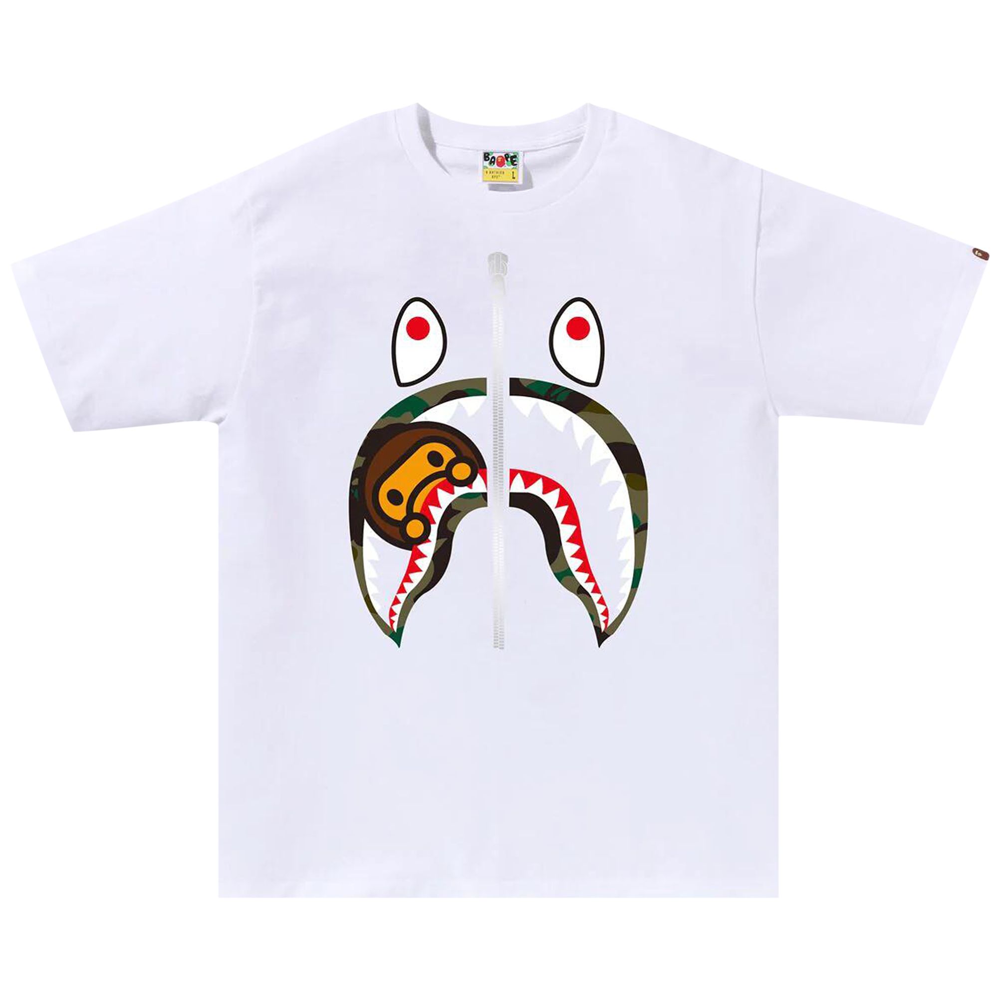 Pre-owned Bape 1st Camo Milo Shark Tee 'white/green' | Men's Size Xxl