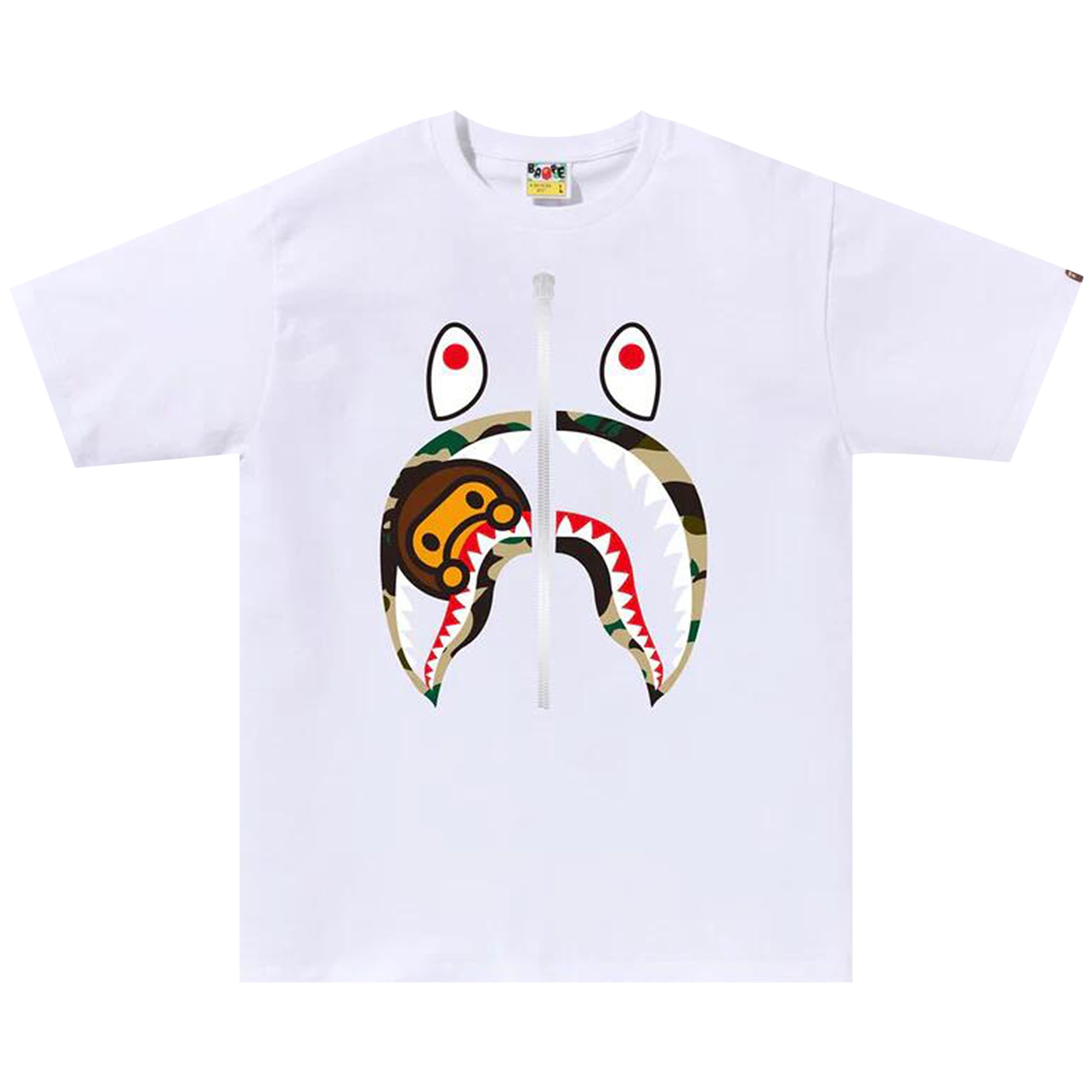 BAPE 1st Camo Milo Shark Tee 'White/Yellow' | Men's Size XL