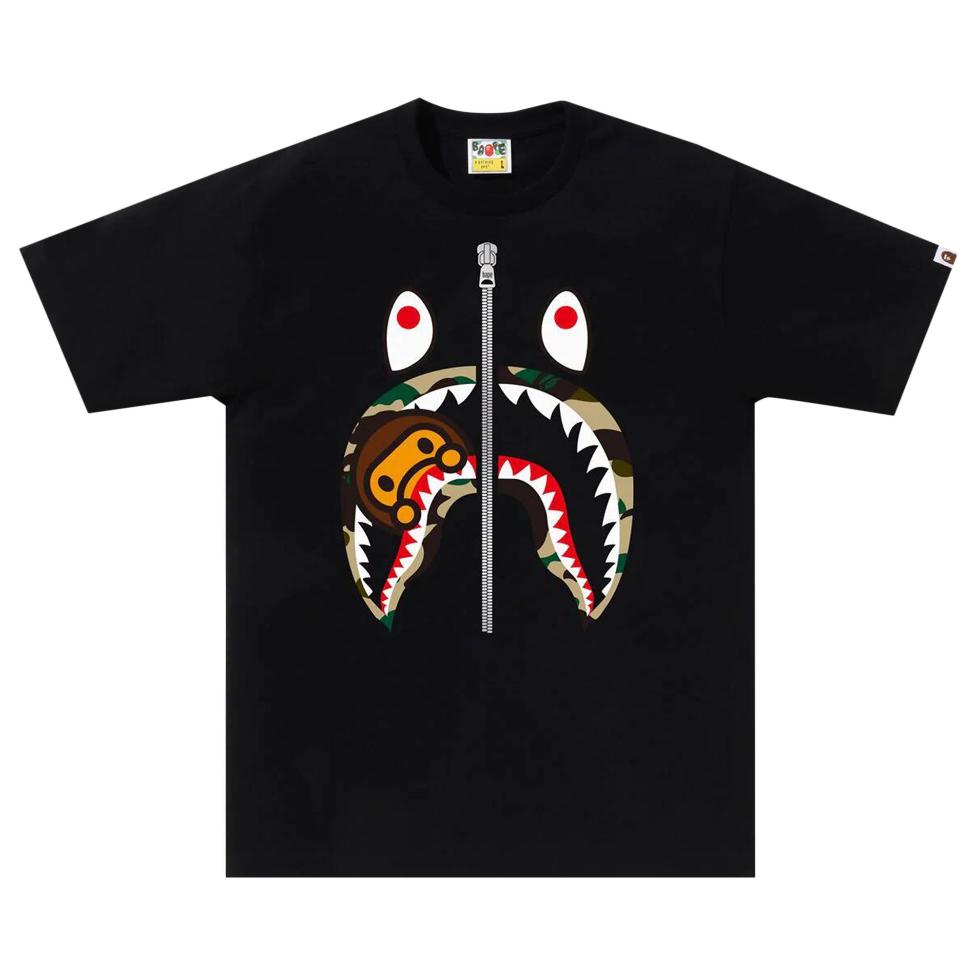 Pre-owned Bape 1st Camo Milo Shark Tee 'black/yellow' | Men's Size S