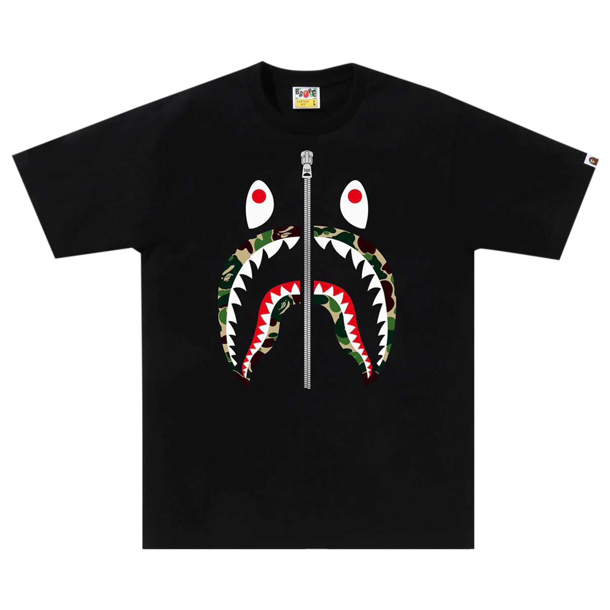 Pre-owned Bape Abc Camo Shark Tee 'black/green' | Men's Size L