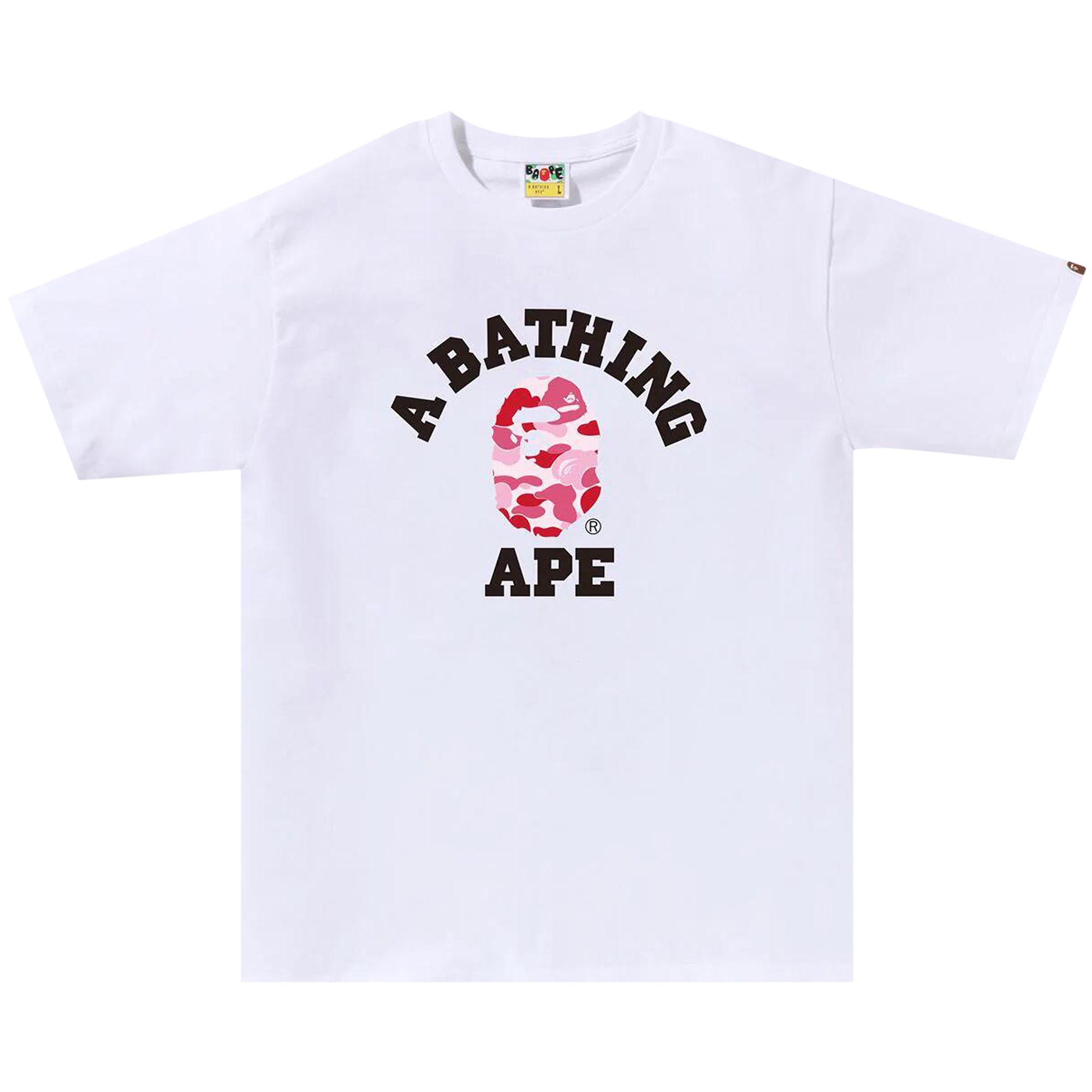 Pre-owned Bape Abc Camo College Tee 'white/pink'