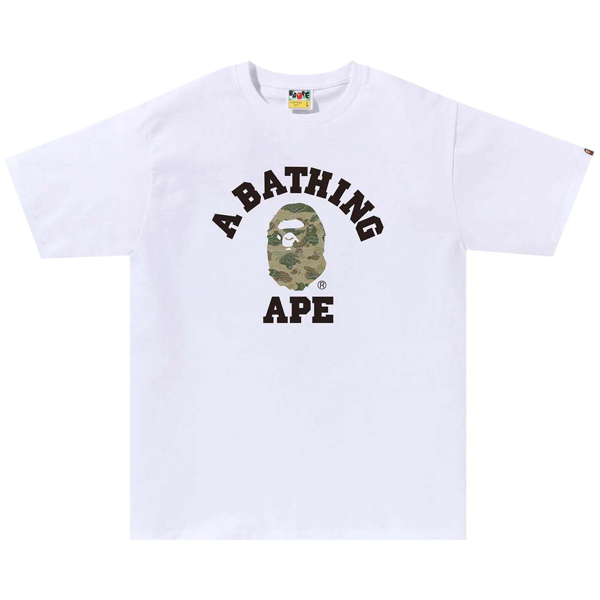 BAPE BAPE LAYERED LINE CAMO COLLEGE TEE 'WHITE/BEIGE'