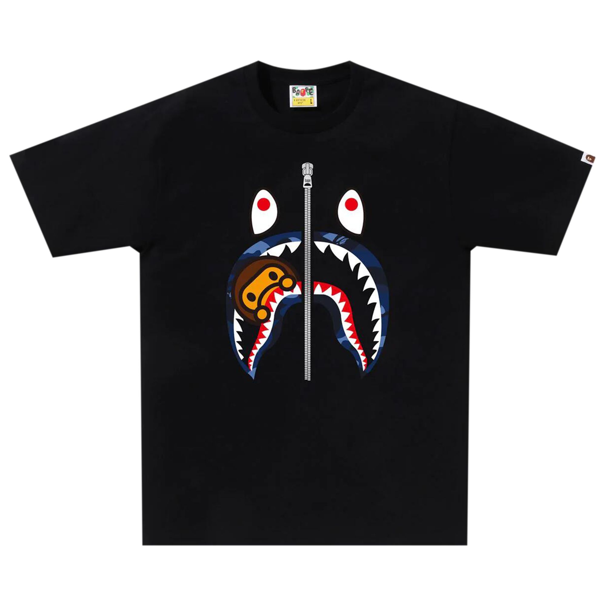 Pre-owned Bape Color Camo Milo Shark Tee 'black/navy' | Men's Size S