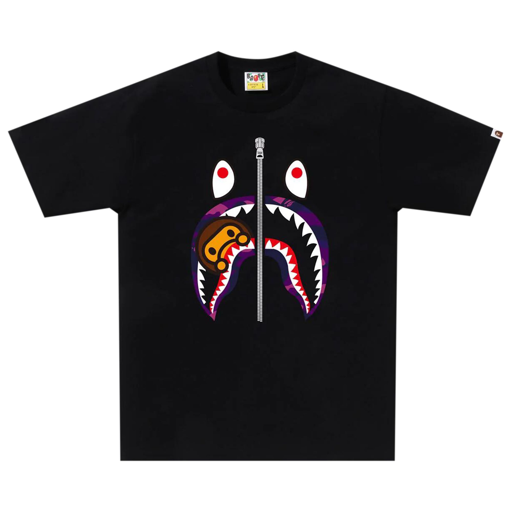 BAPE BAPE COLOR CAMO MILO SHARK TEE 'BLACK/PURPLE'