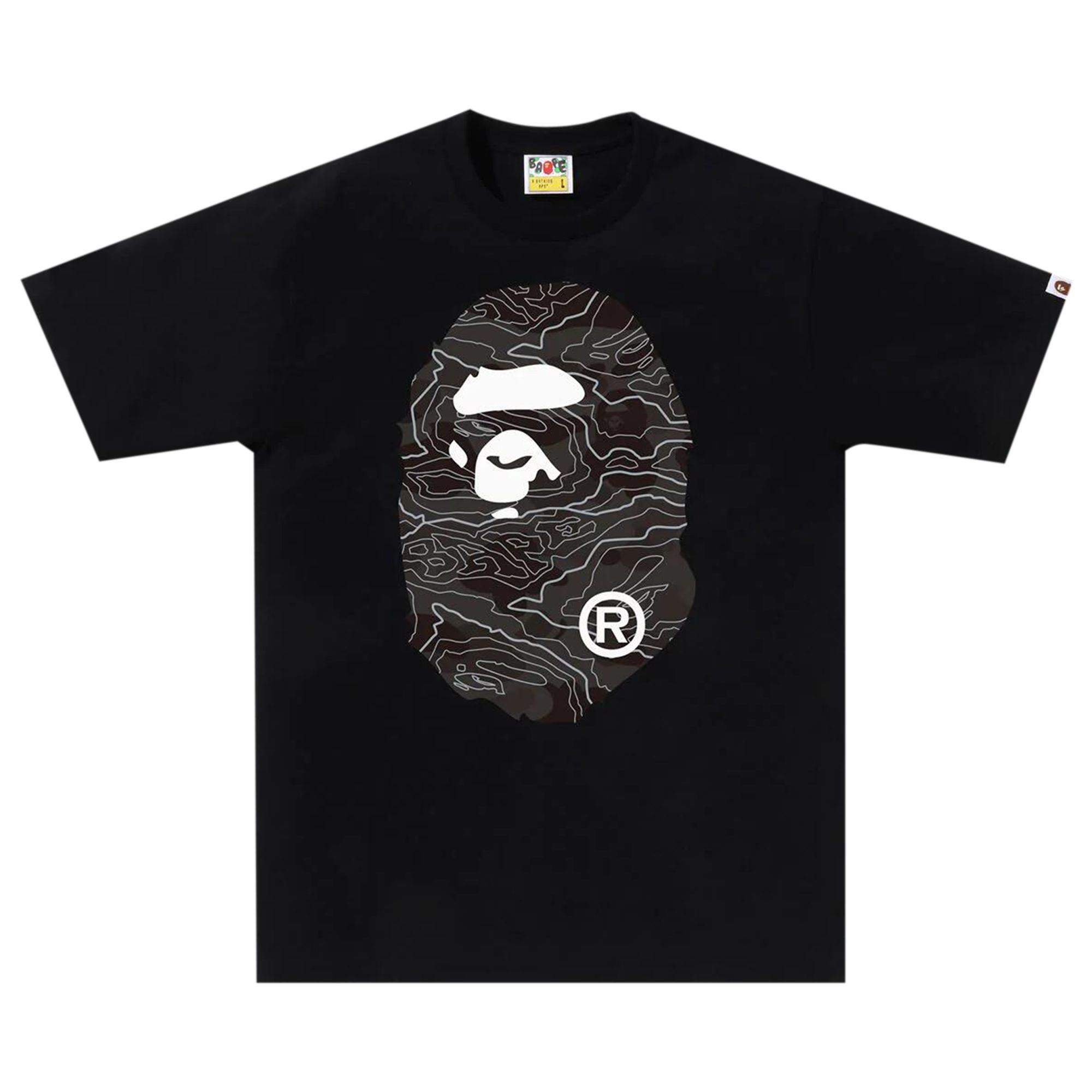 Pre-owned Bape Layered Line Camo Big Ape Head Tee 'black/black' | Men's Size L