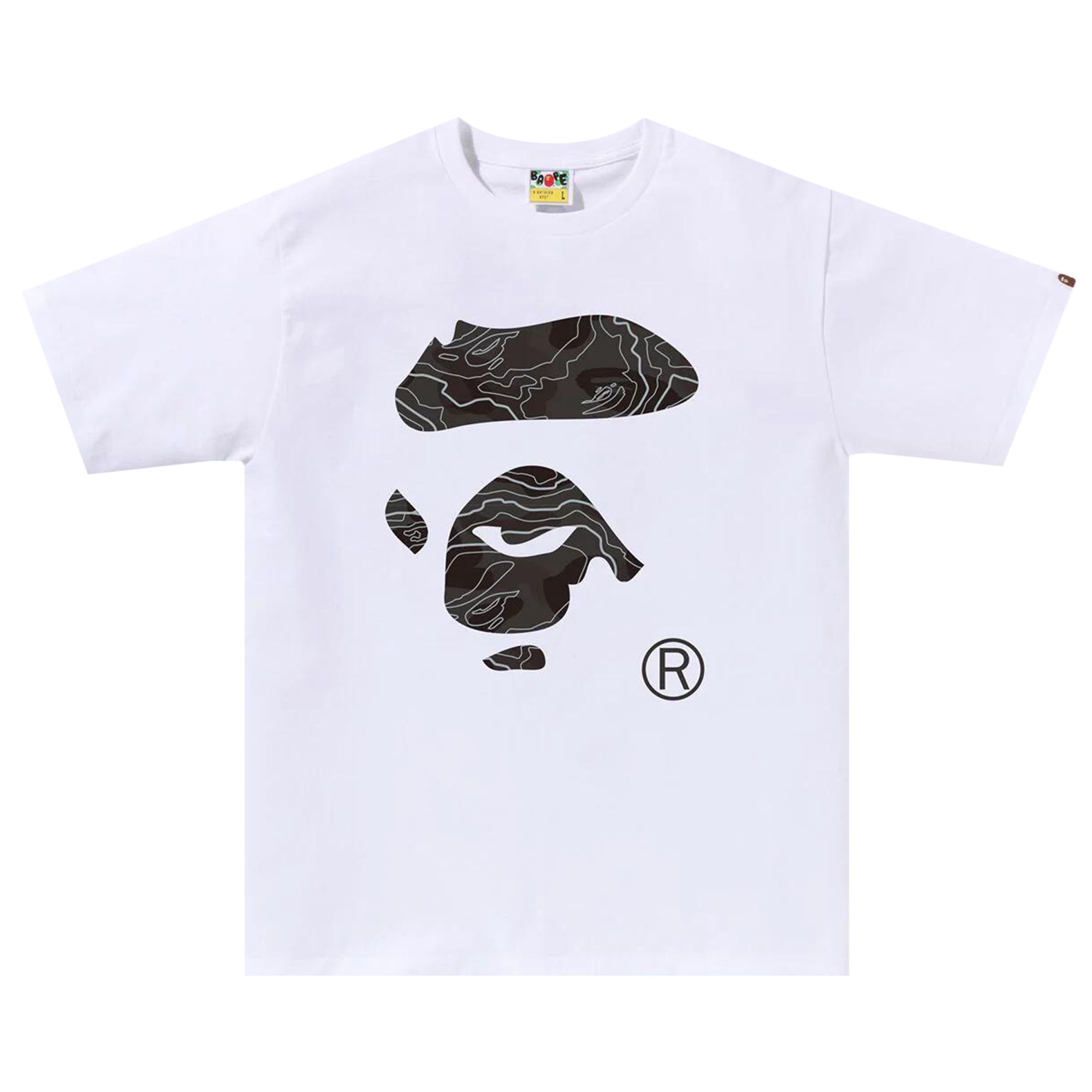 Pre-owned Bape Layered Line Camo Ape Face Tee 'white/black' | Men's Size Xxl