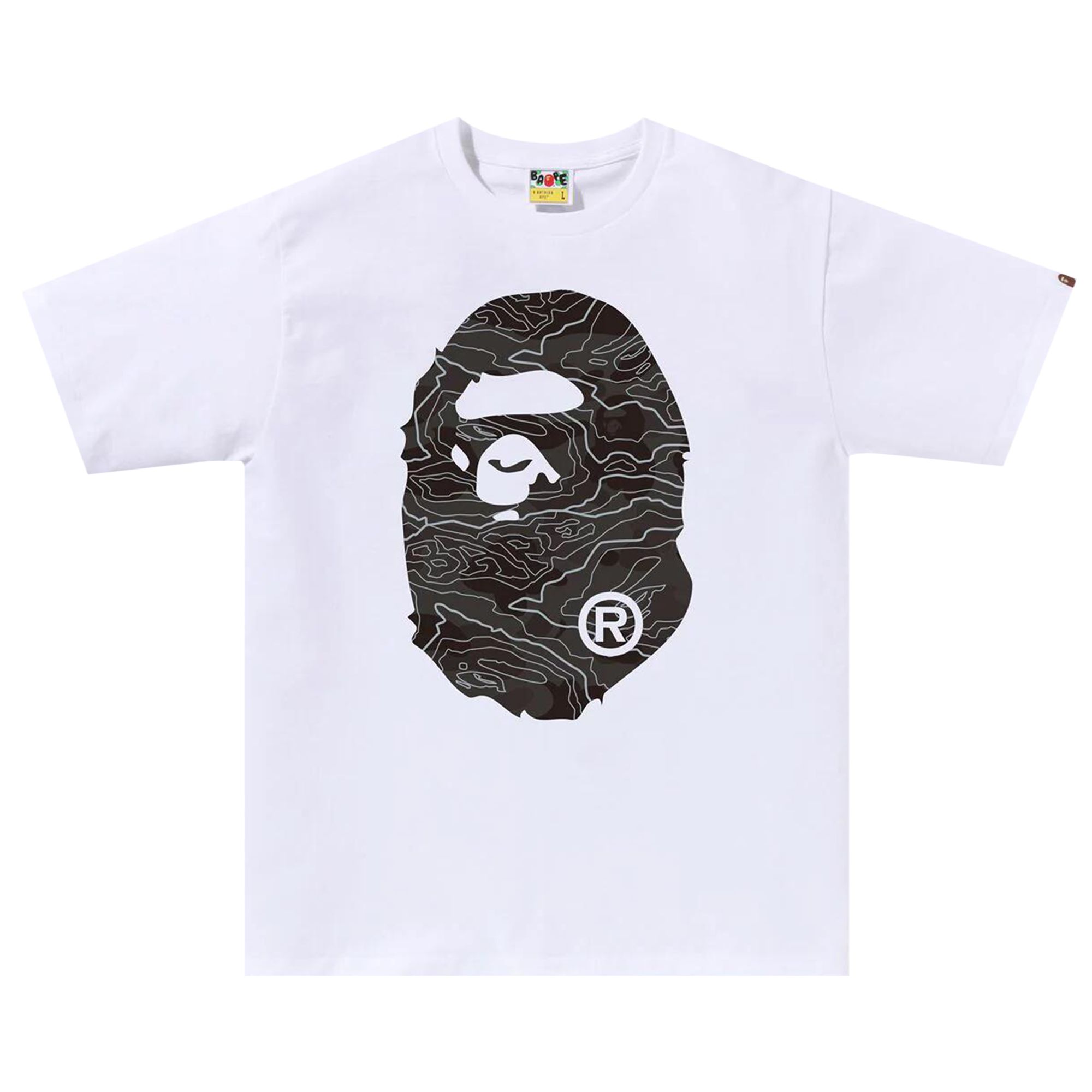 BAPE BAPE LAYERED LINE CAMO BIG APE HEAD TEE 'WHITE/BLACK'