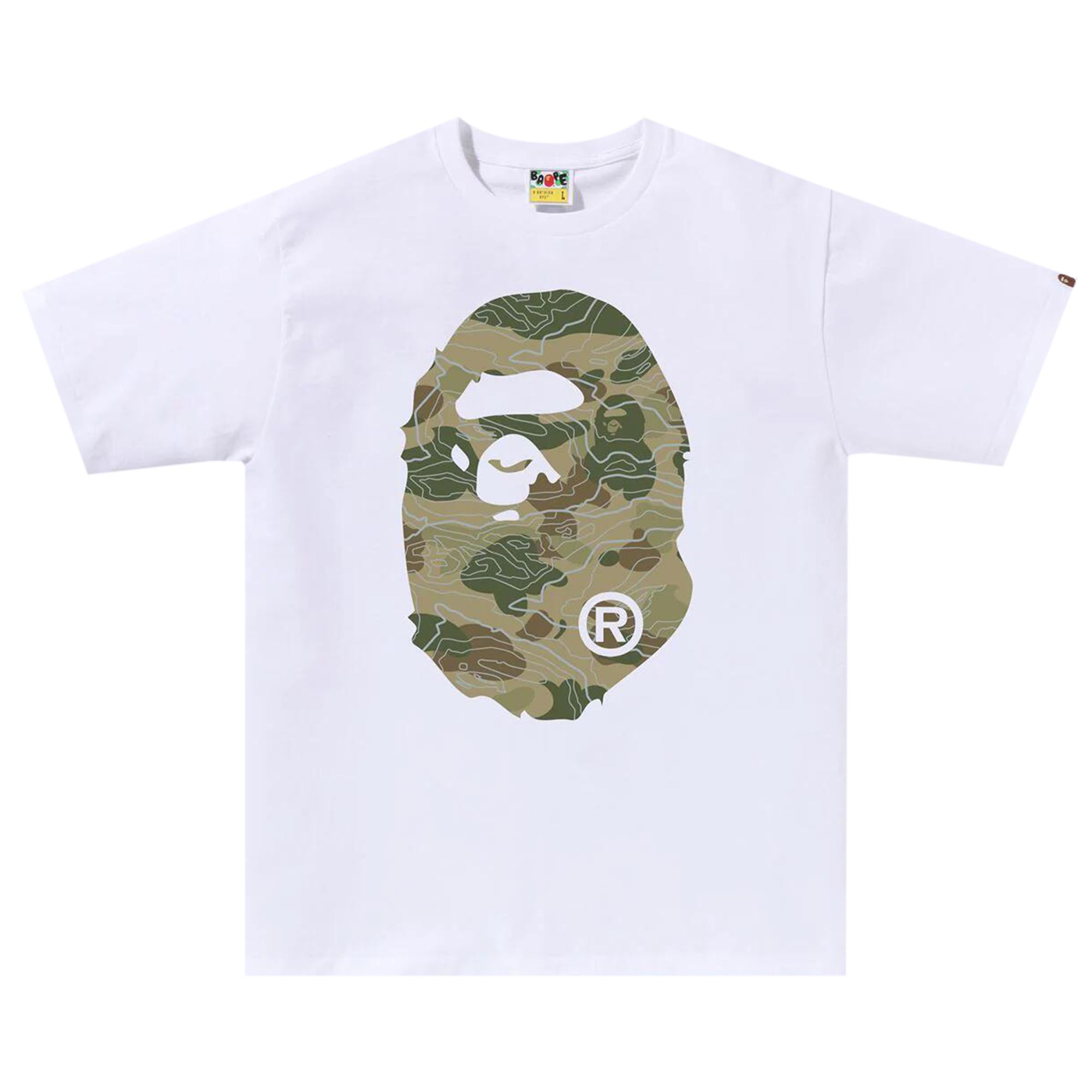 BAPE BAPE LAYERED LINE CAMO BIG APE HEAD TEE 'WHITE/BEIGE'