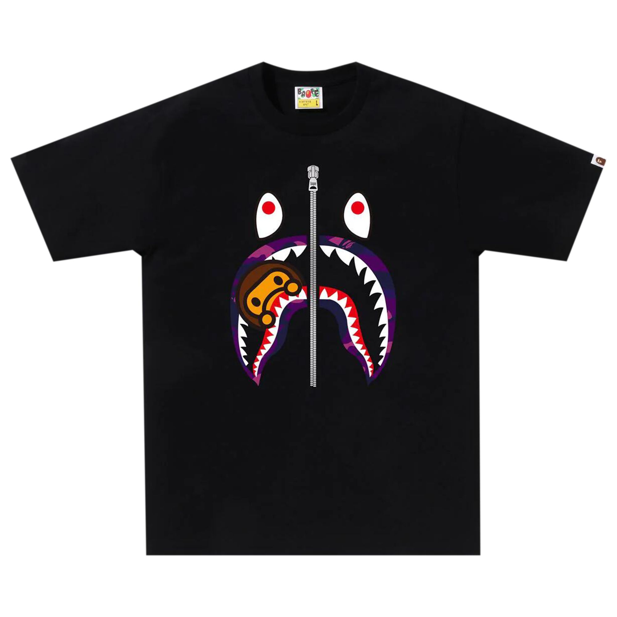 BAPE BAPE COLOR CAMO MILO SHARK TEE 'BLACK/PURPLE'