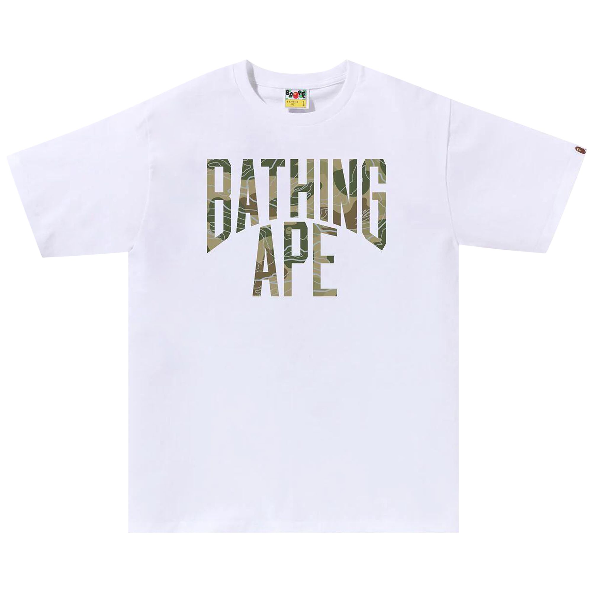 Pre-owned Bape Layered Line Camo Nyc Logo Tee 'white/beige' | Men's Size Xxl