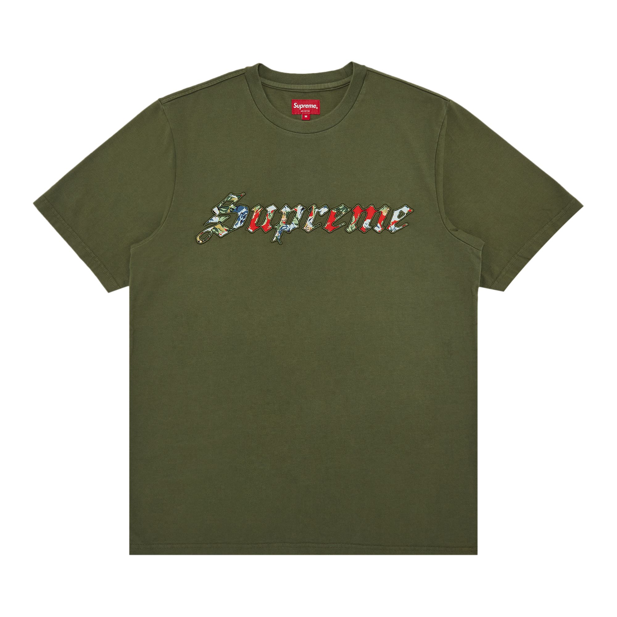Supreme Floral Appliqué Short-Sleeve Top 'Olive' | Green | Men's Size L