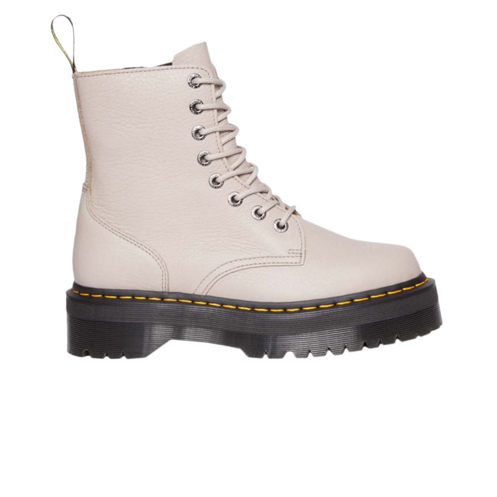 Pre-owned Dr. Martens Jadon 3 Pisa Leather Platform Boot 'vintage Taupe' In Cream