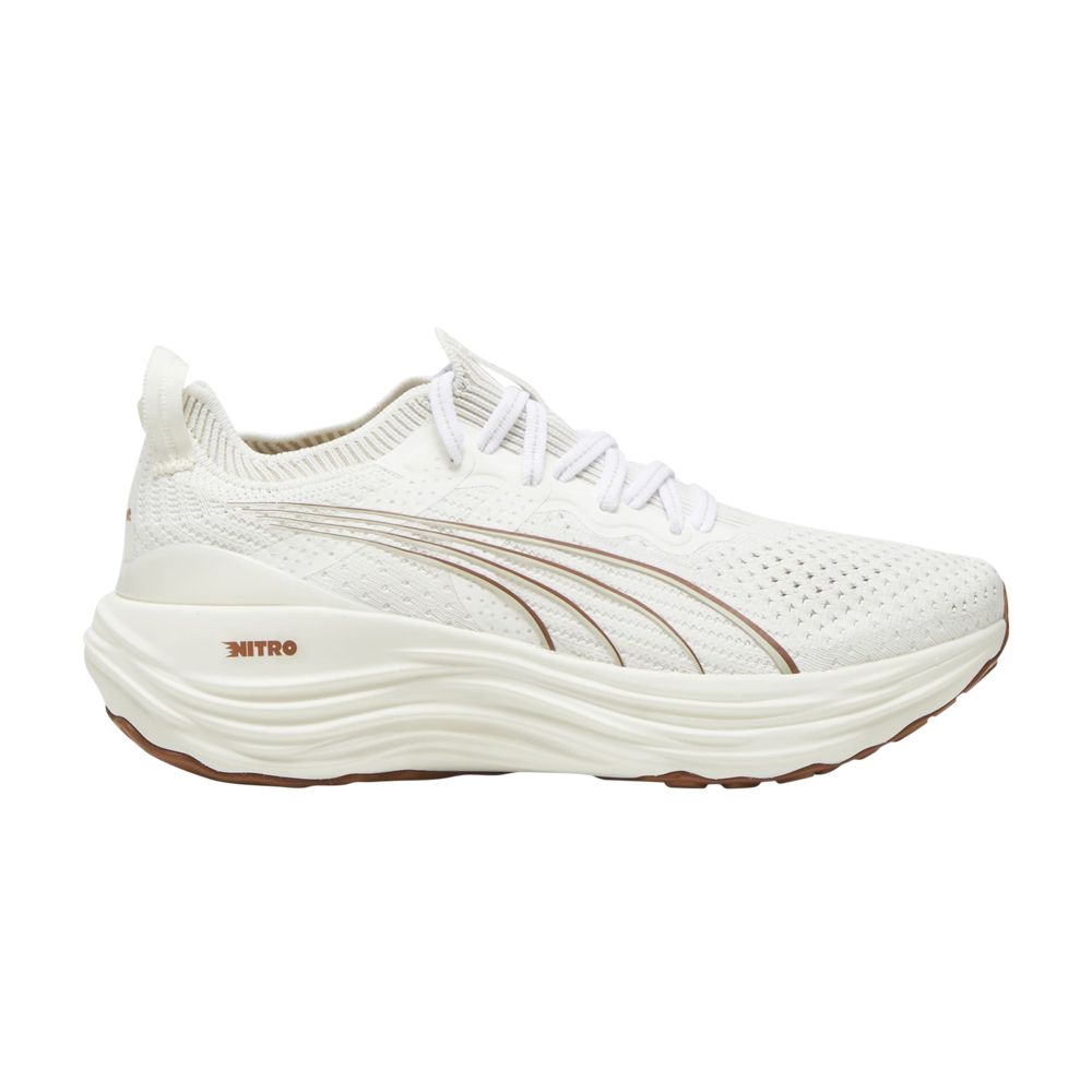 Pre-owned Puma Wmns Foreverrun Nitro Knit 'warm White Teak' In Cream