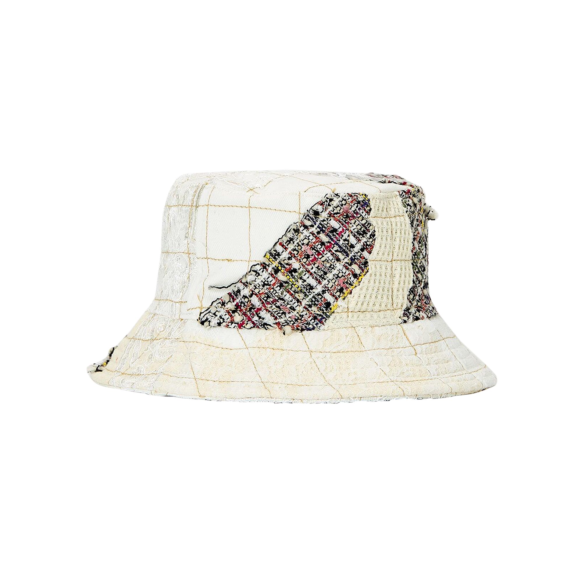 Pre-owned Who Decides War Tweed Patchwork Bucket Hat 'cloud' | White | Men's Size Onesize