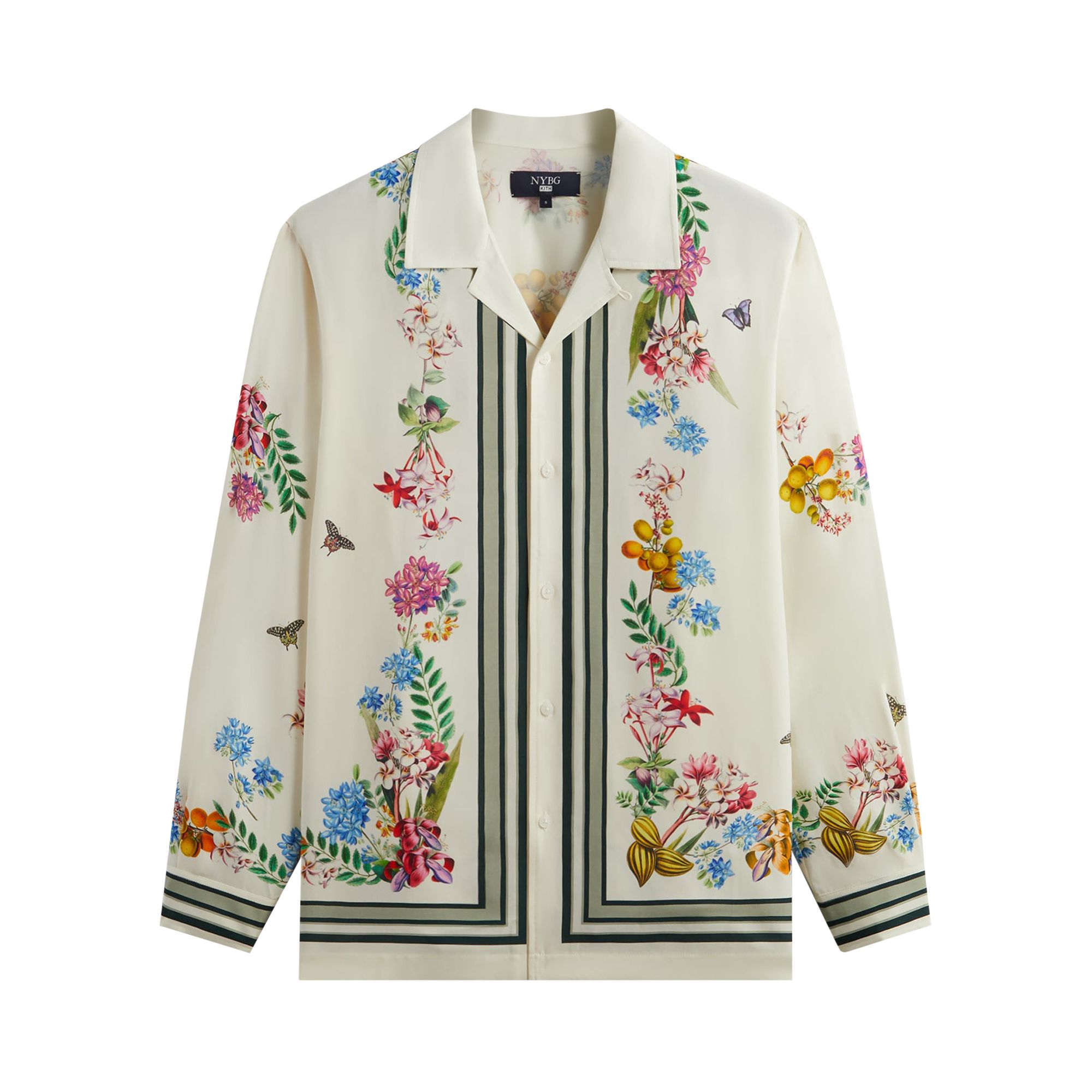 Kith x New York Botanical Garden Floral Border Long Sleeve Thompson Shirt 'White' | Cream | Men's Size L