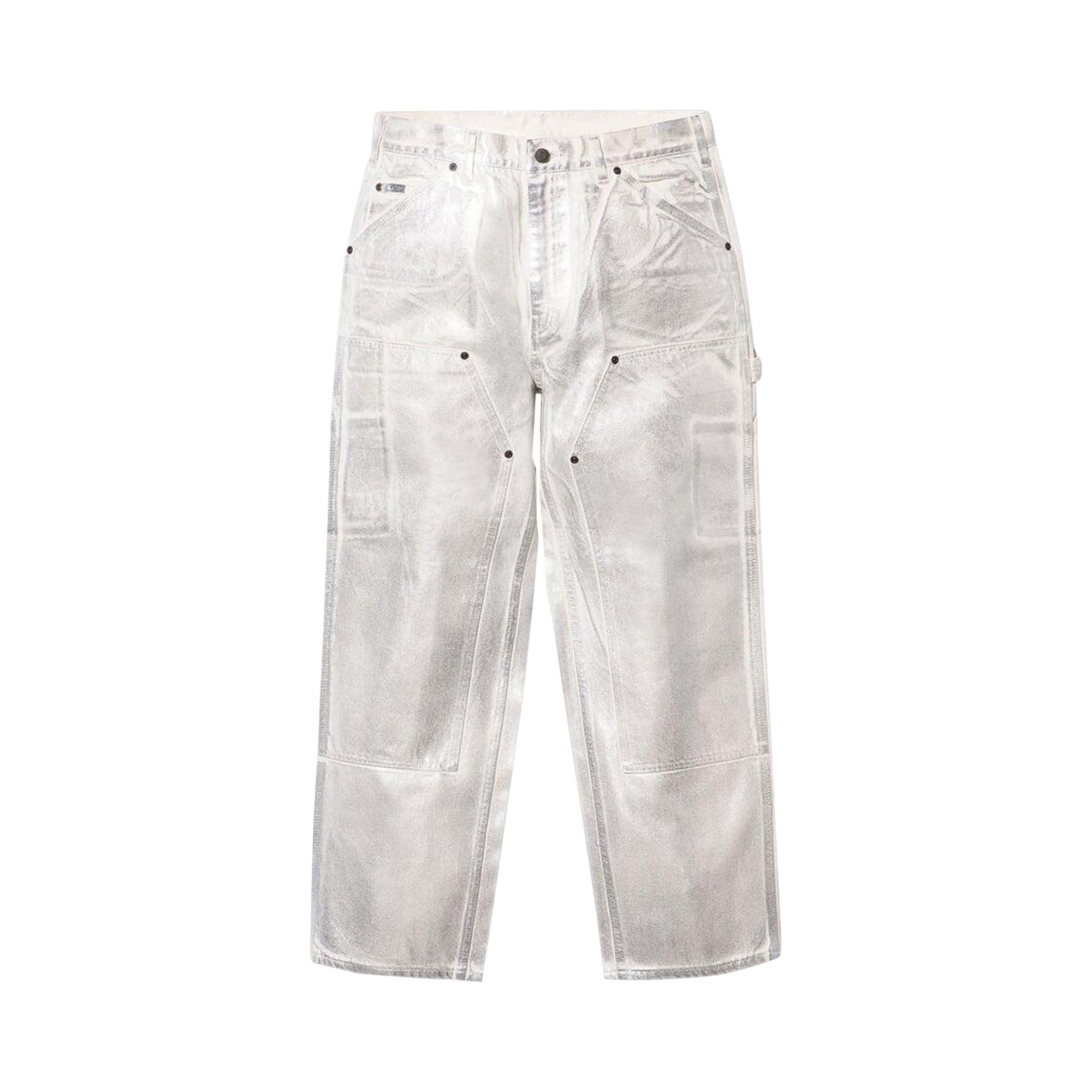 Supreme x MM6 Maison Margiela Foil Double Knee Painter Pant 'Natural' | Silver | Men's Size 30