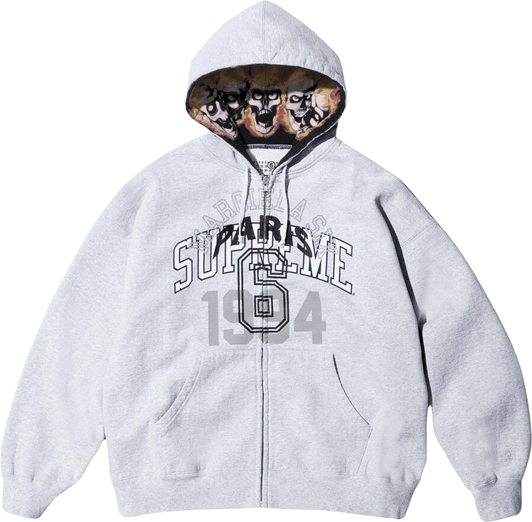 Supreme x MM6 Maison Margiela Zip Up Hooded Sweatshirt 'Ash Grey'
