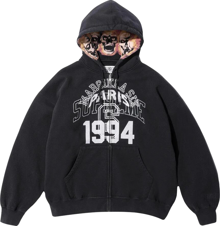 Supreme x MM6 Maison Margiela Zip Up Hooded Sweatshirt 'Black'