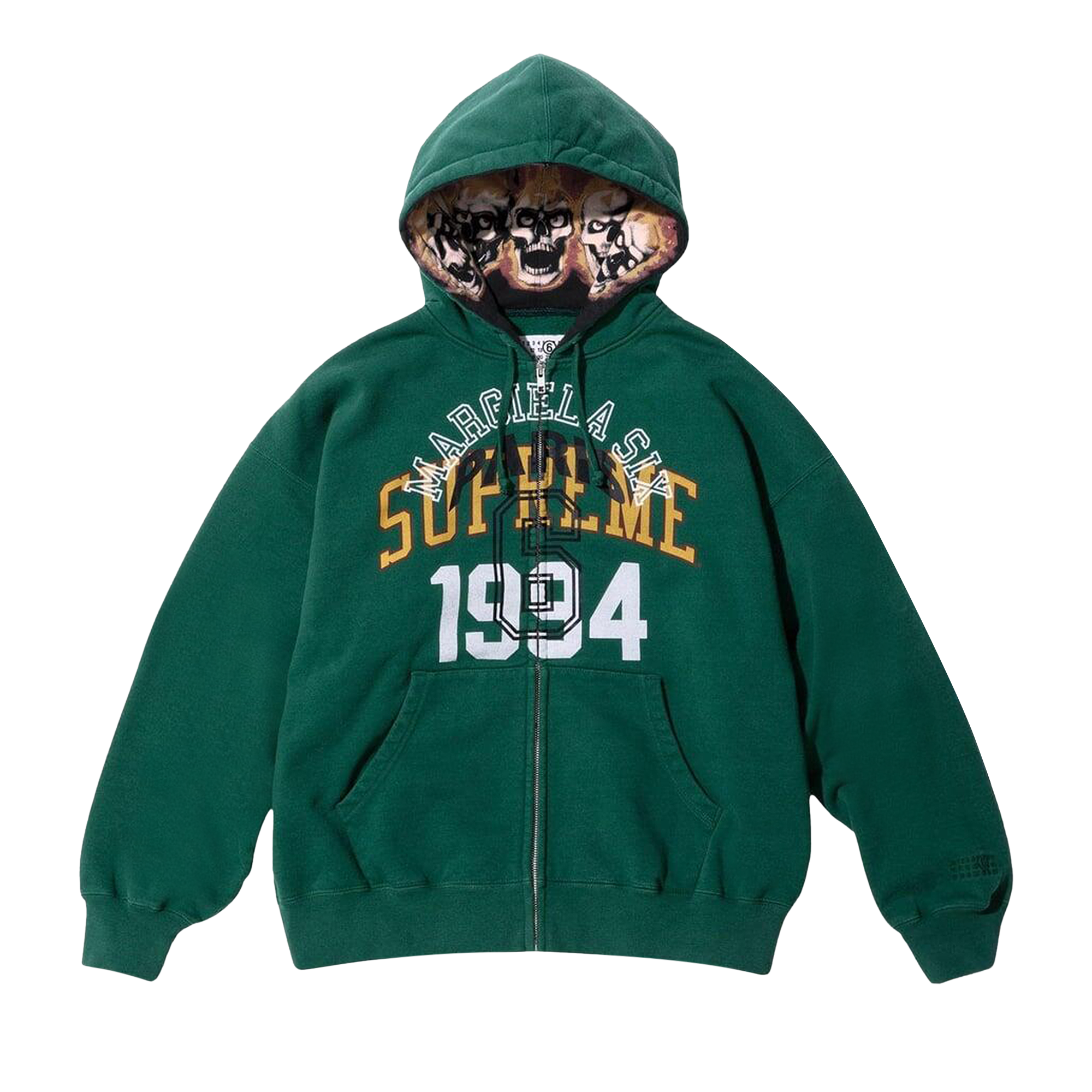 Supreme x MM6 Maison Margiela Zip Up Hooded Sweatshirt 'Dark Green' | Men's Size M