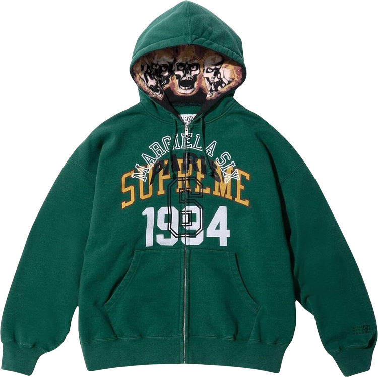 Supreme x MM6 Maison Margiela Zip Up Hooded Sweatshirt 'Dark Green'