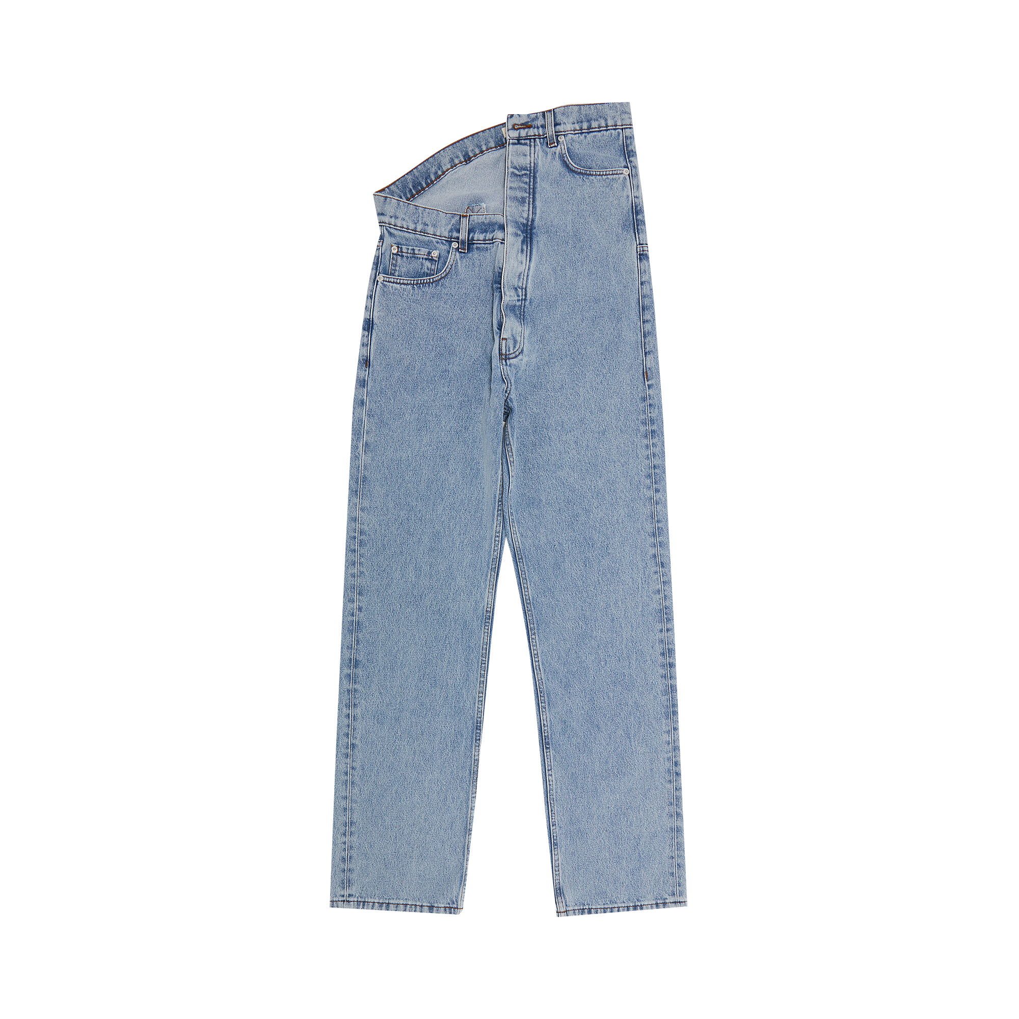 Pre-owned Y/project Evergreen Asymmetric Waist Jeans 'blue'