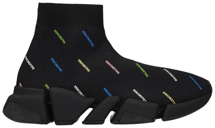 Balenciaga Wmns Speed 20 Sneaker Allover Logo   Black Multi Color