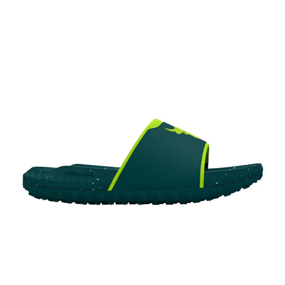 Pre-owned Under Armour Project Rock 3 Slide 'hydro Teal High Vis Yellow' | Men's Size 8