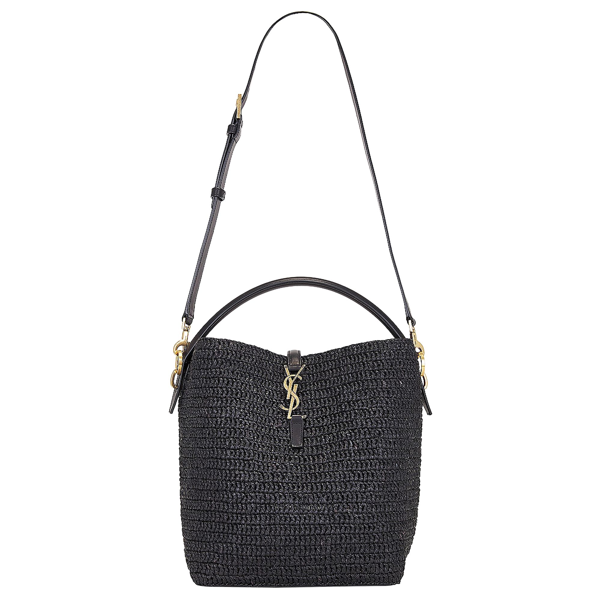 Saint Laurent Le 37 Raffia Bucket Bag 'Black' | Women's Size Onesize