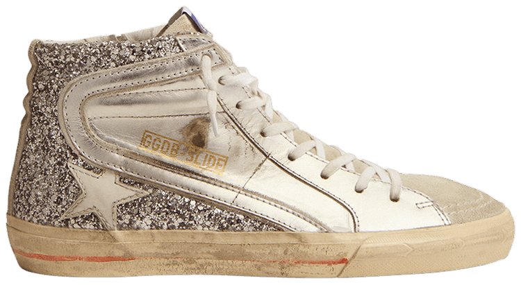 Golden Goose Wmns Slide Sneaker Silver Glitter