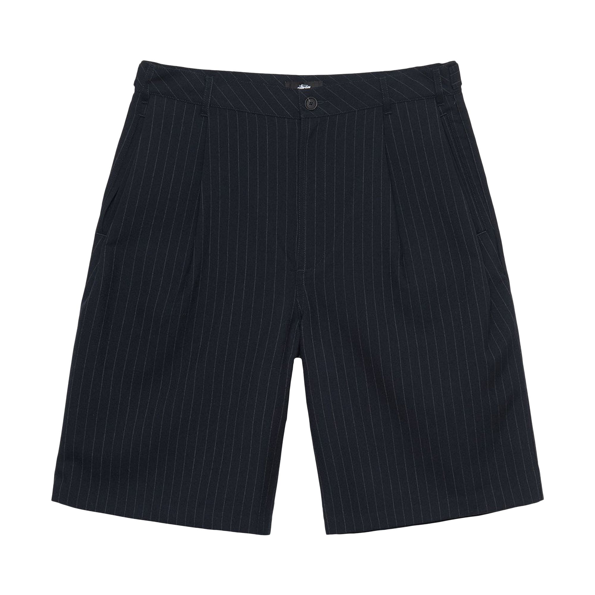 Pre-owned Stussy Stripe Volume Pleated Short 'black' | Men's Size 30