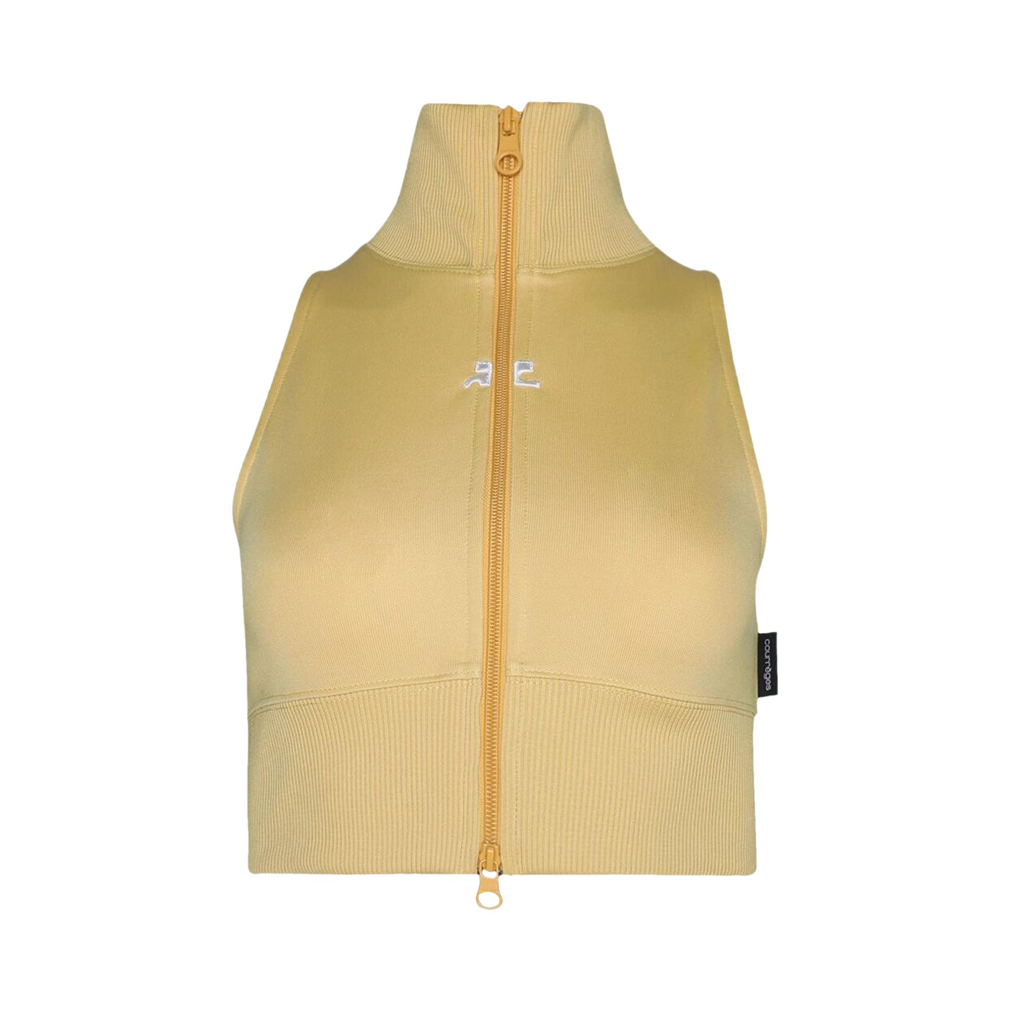 Pre-owned Courrèges Cropped Interlock Tracksuit Vest 'pollen' | Yellow | Women's Size Xs