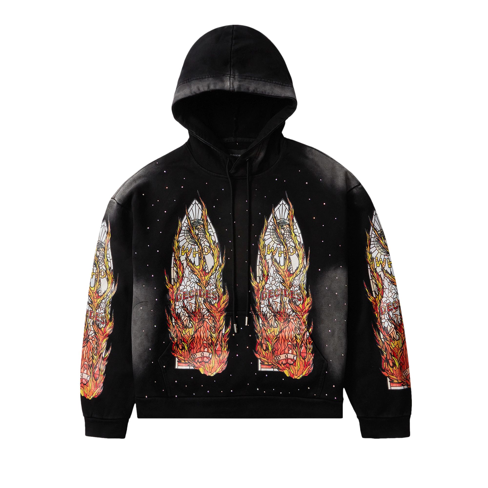 Pre-owned Who Decides War Flames Glass Hooded Sweatshirt 'coal' | Grey | Men's Size Xxl In Gray