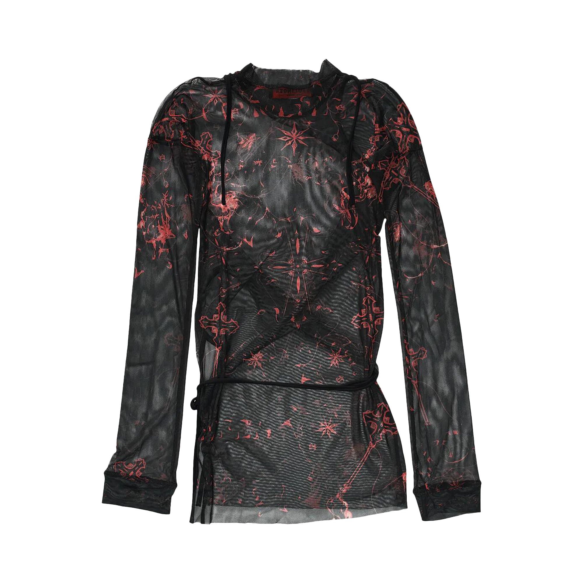 Pre-owned Ottolinger Mesh Deconstructed Long-sleeve 'red'