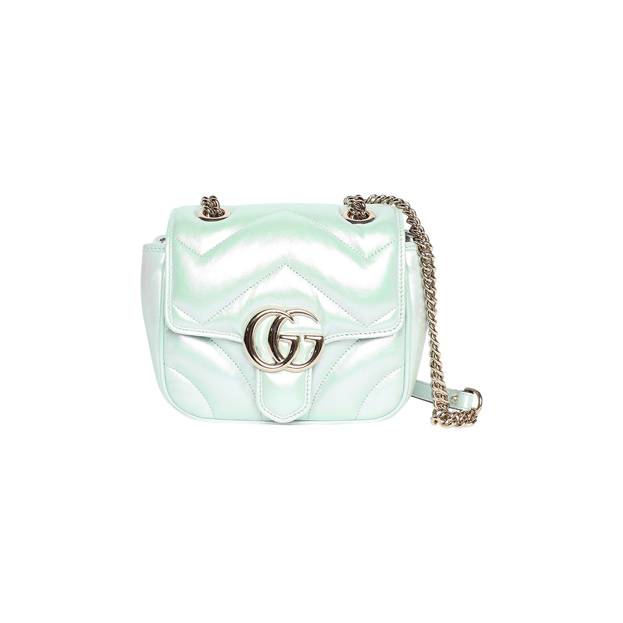 Pre-owned Gucci Marmont Mini Shoulder Bag 'iridescent Salvy Green'