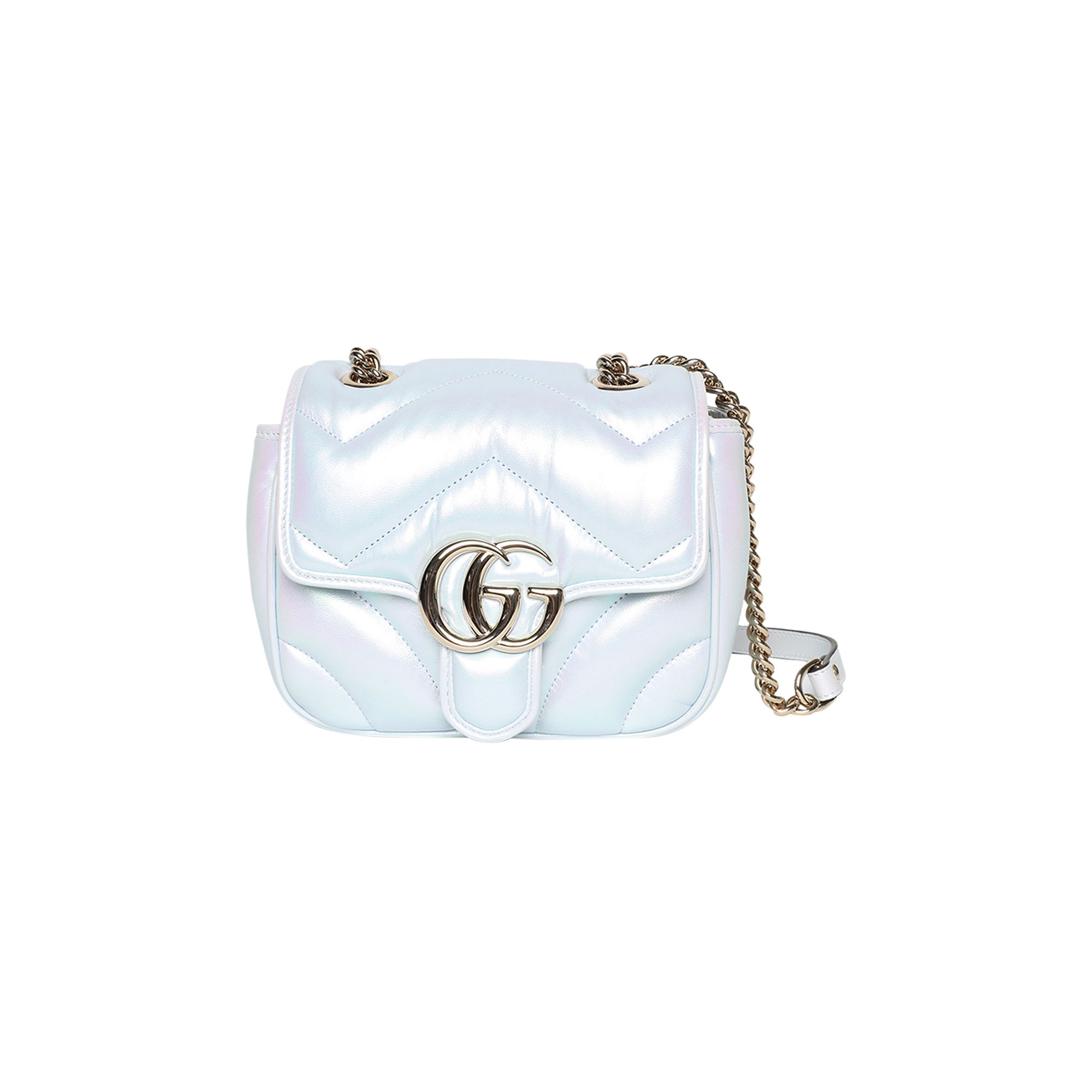 Pre-owned Gucci Marmont Mini Shoulder Bag 'iridescent Snow Light Blue' | Women's Size Onesize