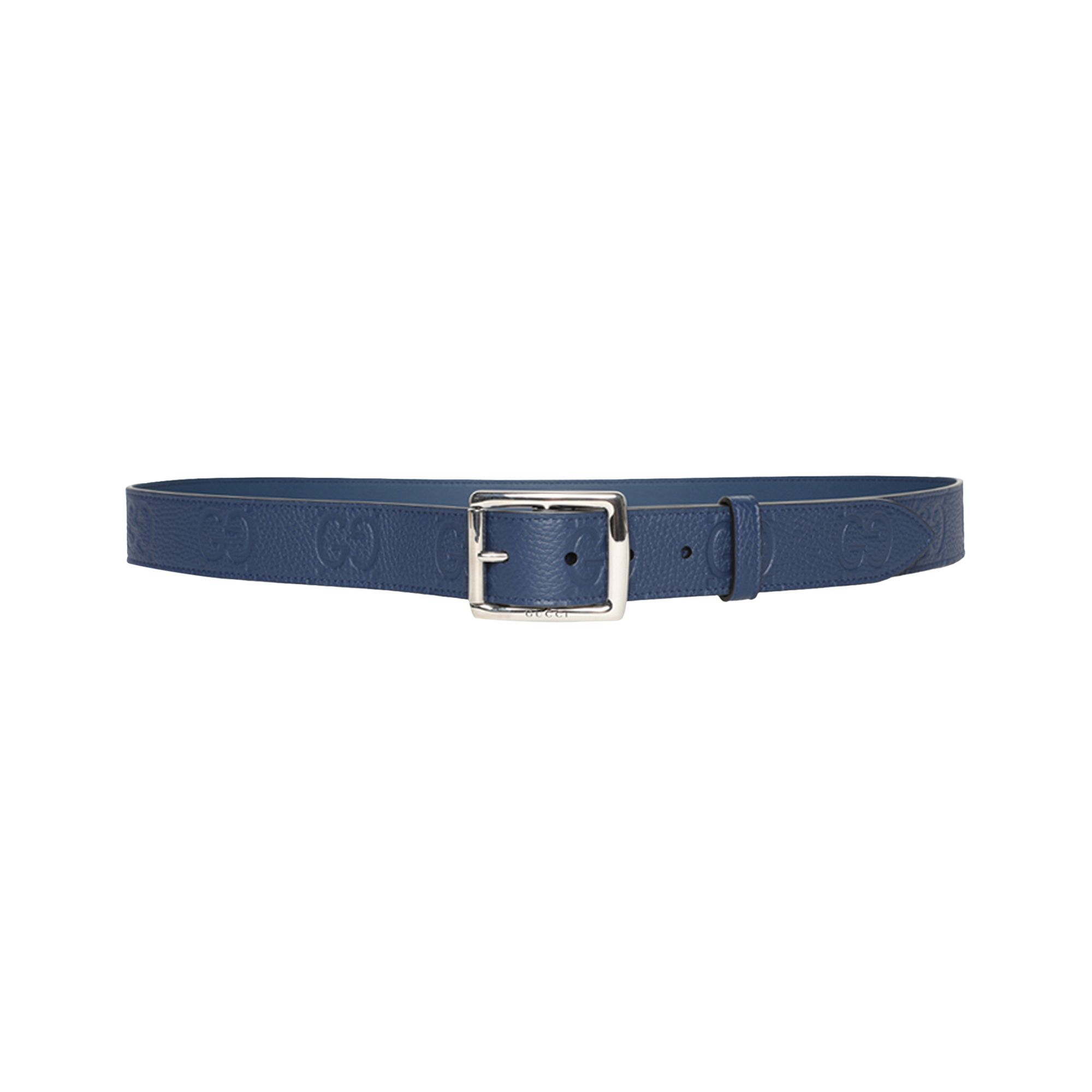 Pre-owned Gucci Rubber Effect Leather Belt 'royal' | Blue | Men's Size L