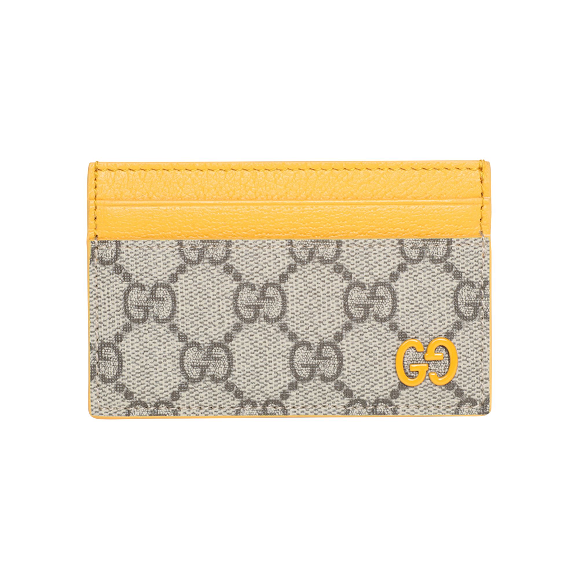 Pre-owned Gucci Monogram Card Holder 'beige/ebony' | Tan | Men's Size Onesize In Brown