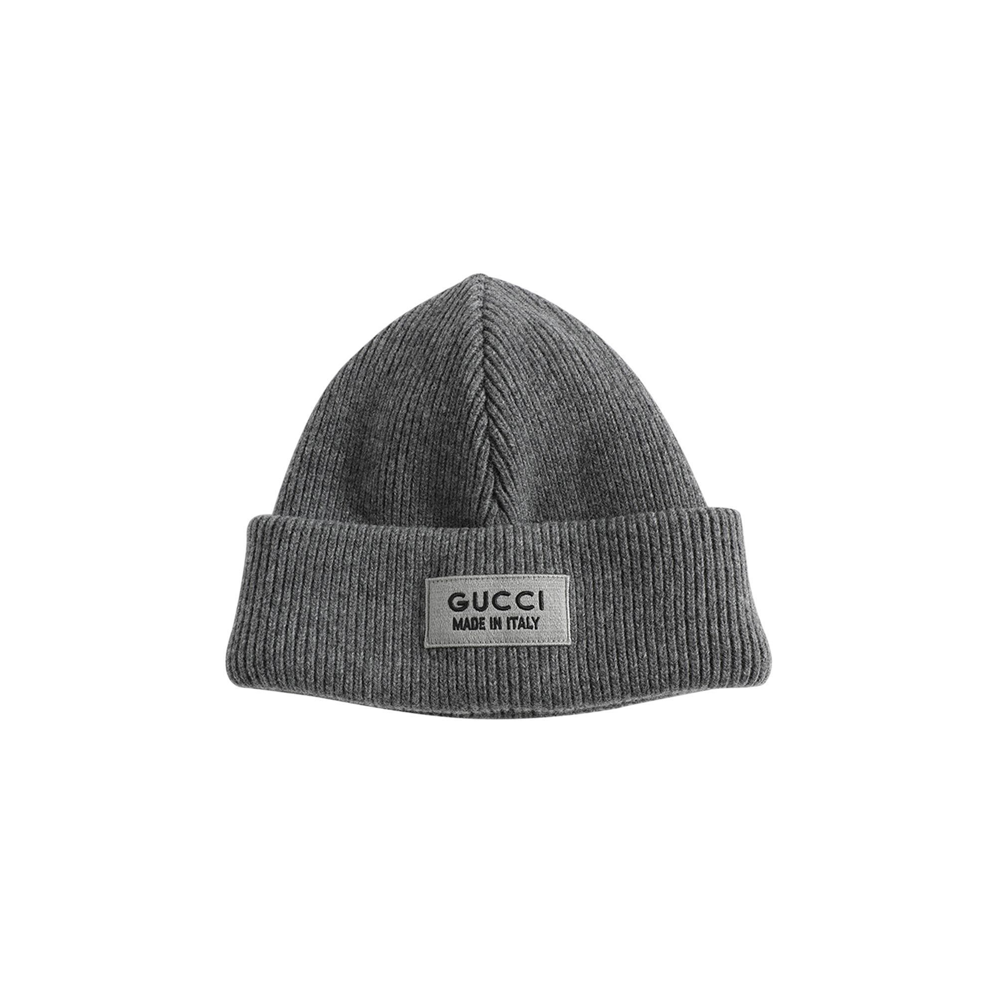 Pre-owned Gucci Patch Beanie 'graphite' In Grey