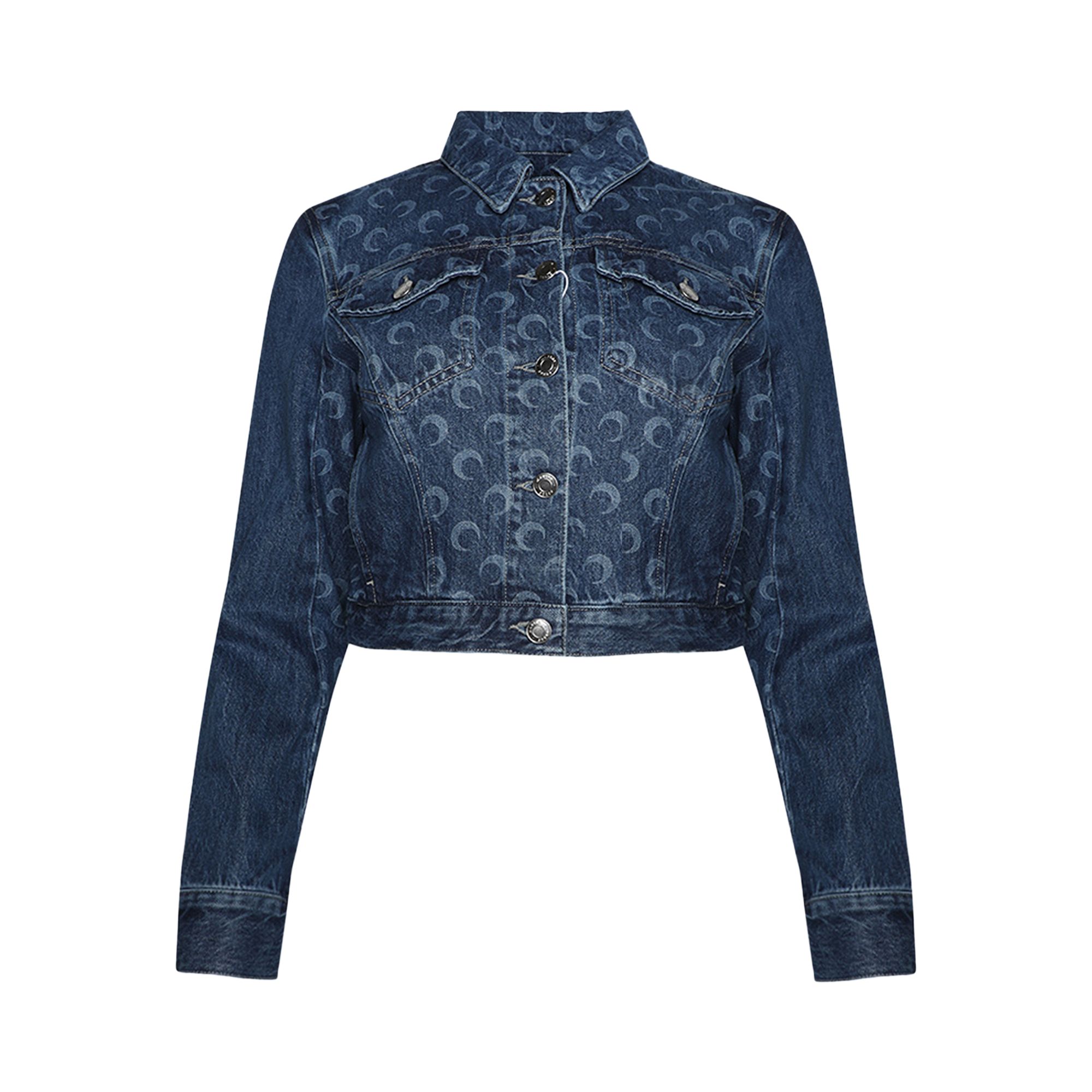 Marine Serre Deadstock Denim Boxy Jacket 'Blue' | Women's Size 38