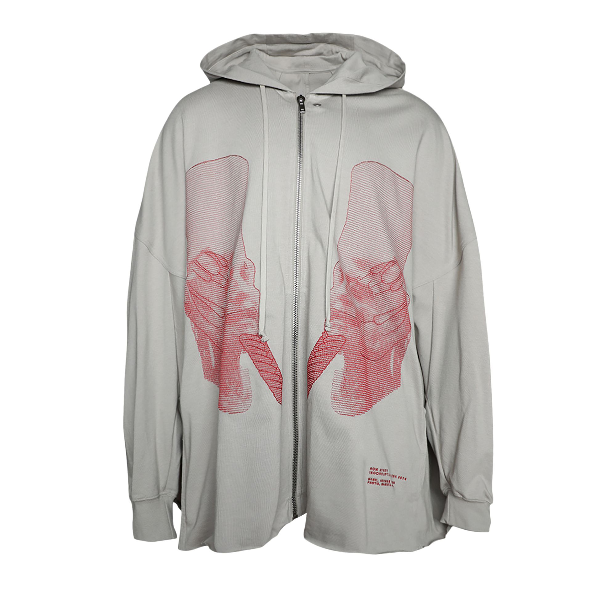 Pre-owned Rick Owens Ron Jumbo Peter Jacket 'pearl/cardinal Red' | Grey | Men's Size Xxl In Gray