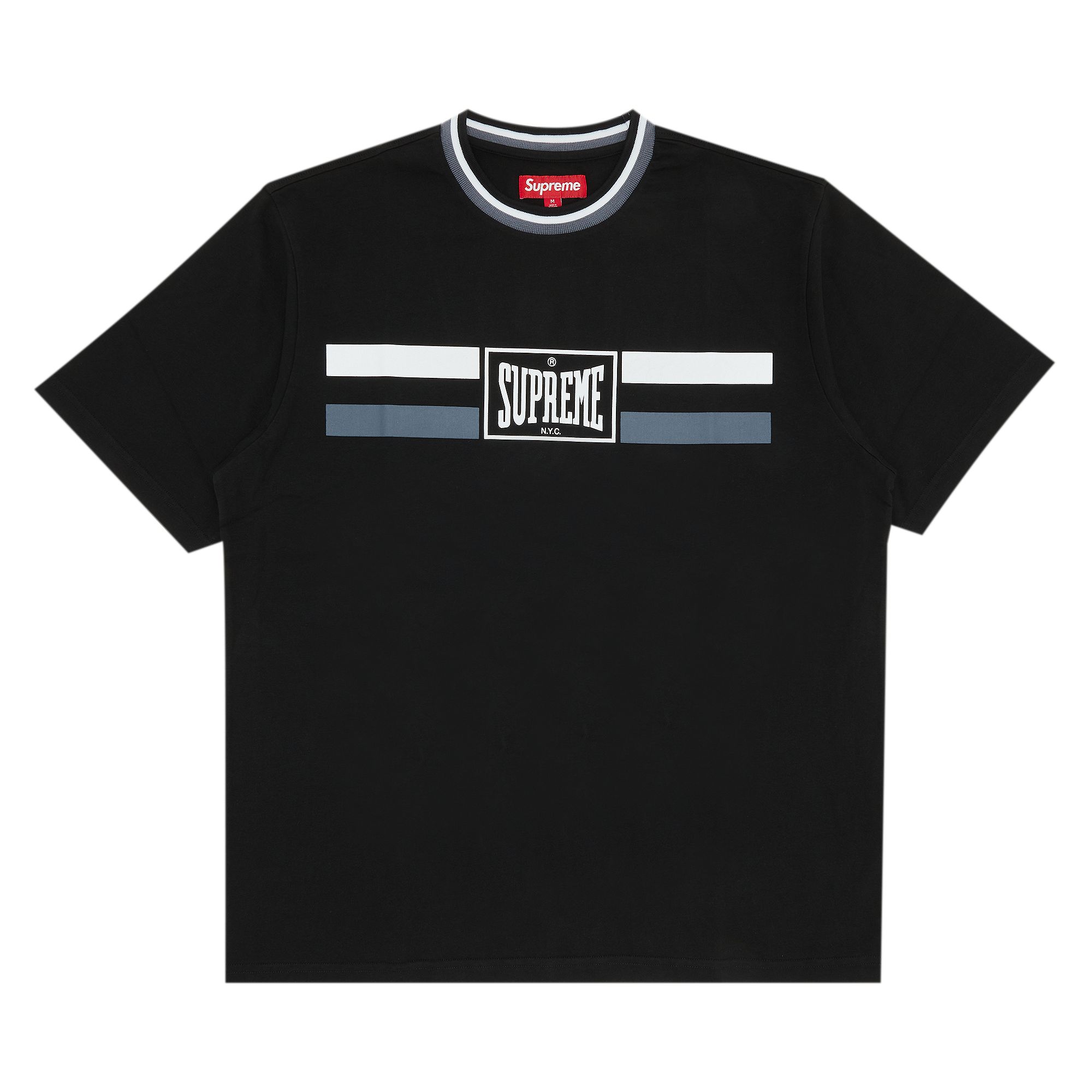 SUPREME SUPREME WARM UP STRIPE SHORT-SLEEVE TOP 'BLACK'