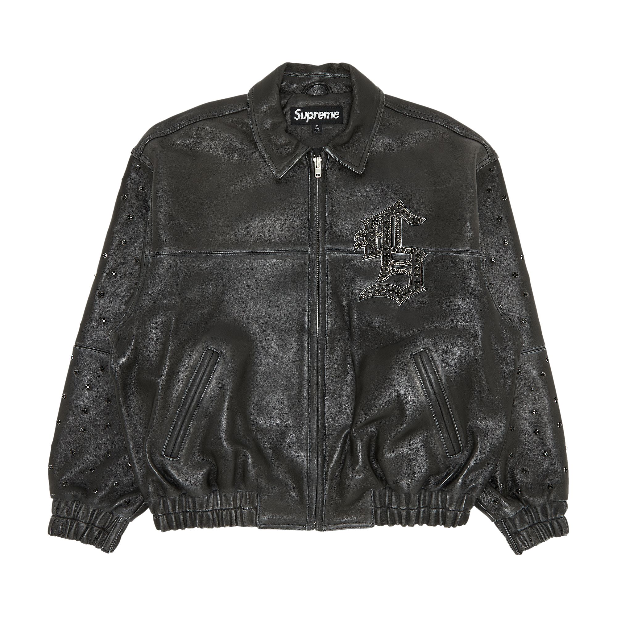 Supreme Gem Studded Leather Jacket 'Black' | Men's Size XL