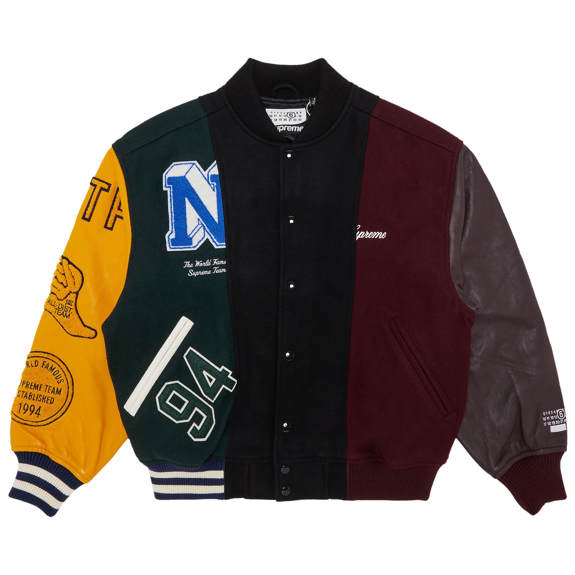 Supreme x MM6 Maison Margiela Split Varsity Jacket 'Multicolor' | Multi-Color | Men's Size M