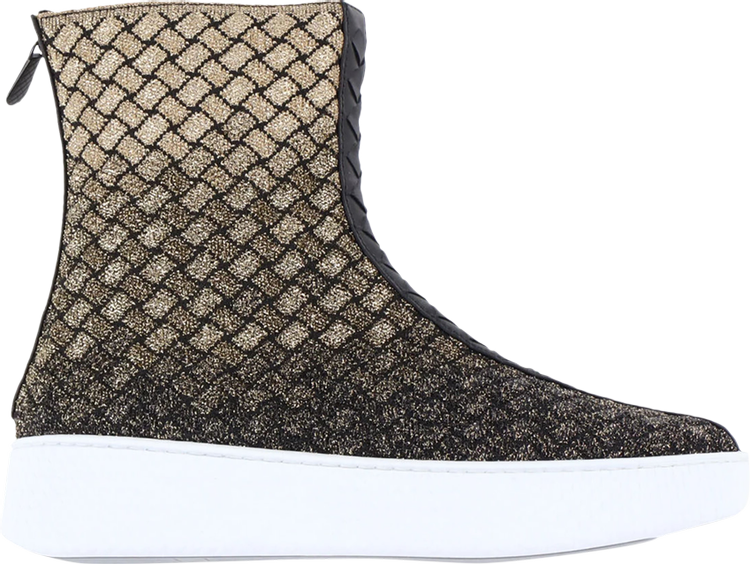 Bottega Veneta Wmns Intrecciato Metallic Sneaker Boot 'Gold'