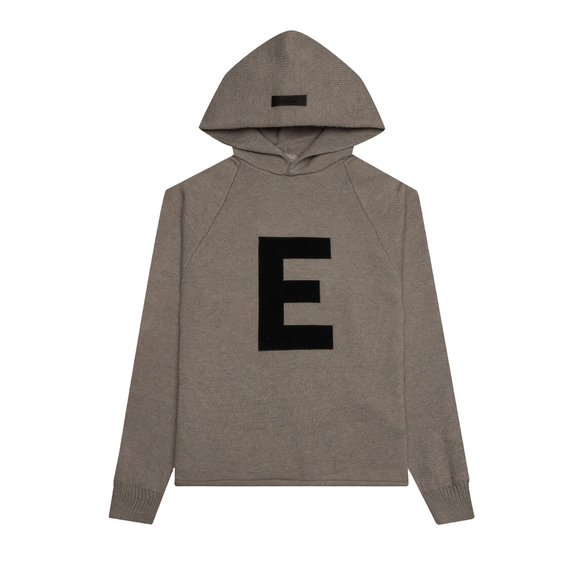 Pre-owned Essentials Fear Of God  Kids Big E Knit Hoodie 'dark Oatmeal' | Brown | Kid's Size 8