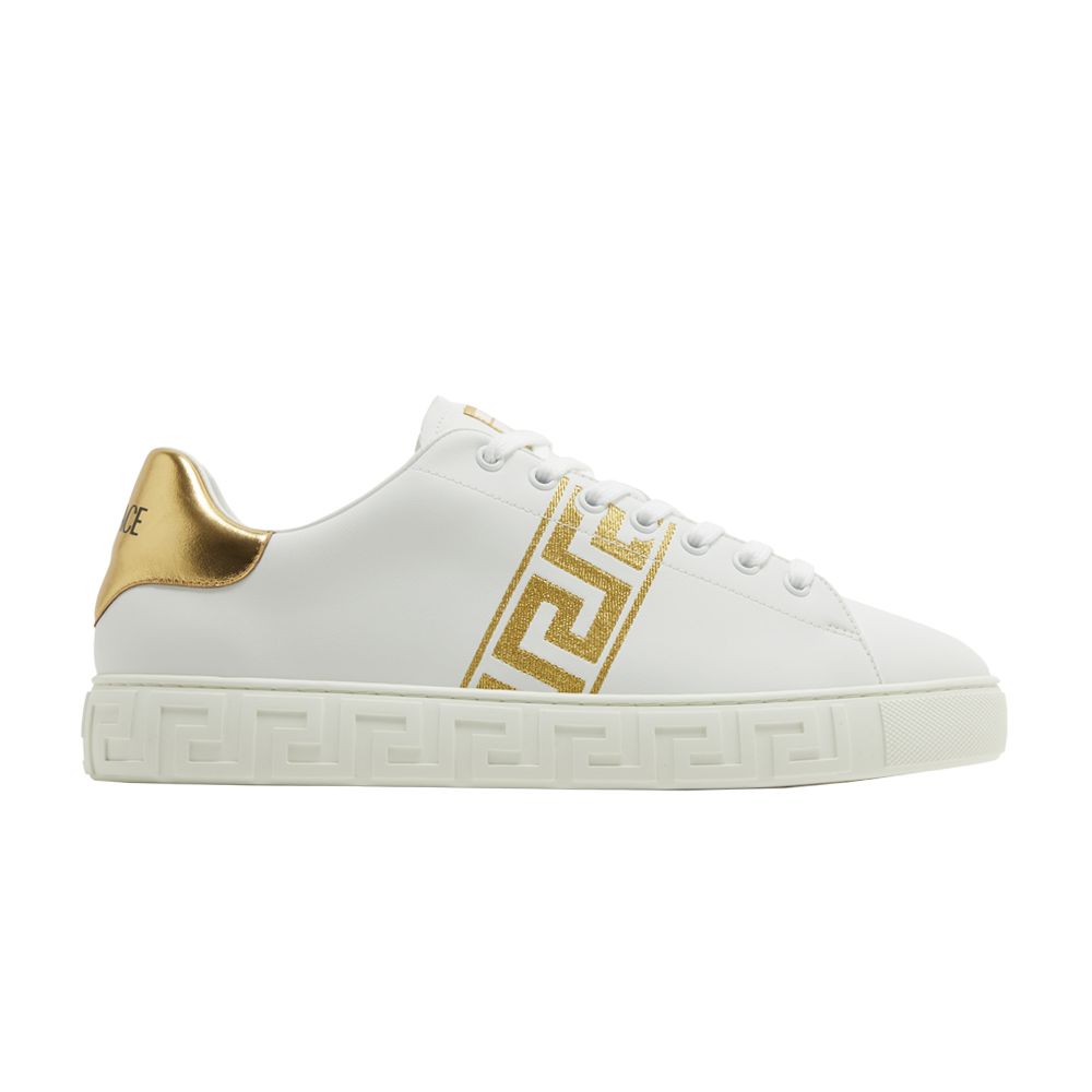 Pre-owned Versace Embroidered Greca Sneaker 'white Gold' | Men's Size 40