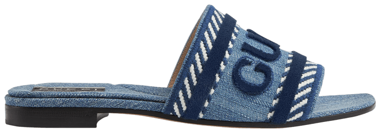 Gucci Wmns Gucci Script Slide Sandal Light Blue Denim