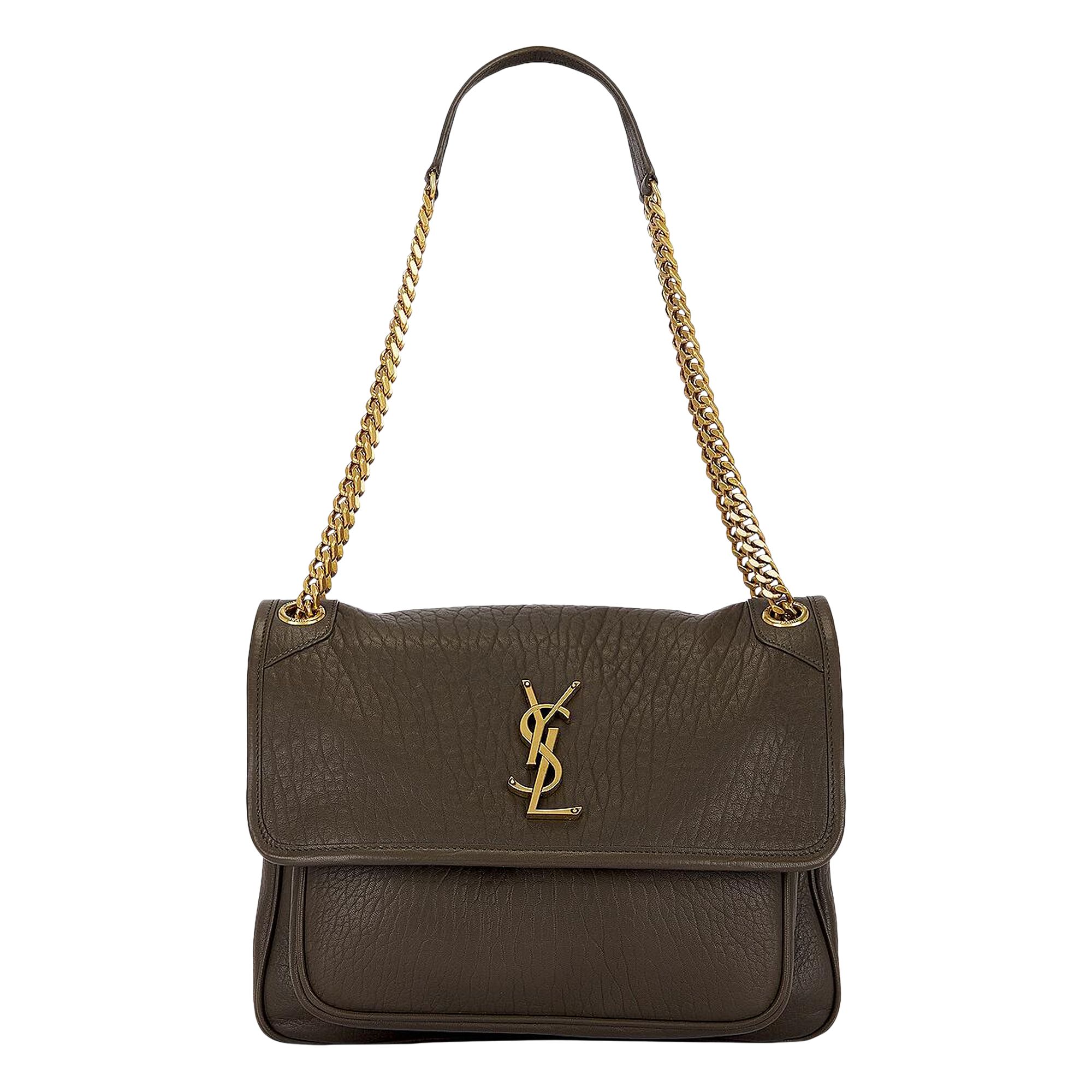 Pre-owned Saint Laurent Medium Niki Chain Bag 'light Musk' In Gray